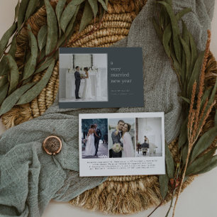 Sage Married New Year   Elegant Wedding Holiday  Card
