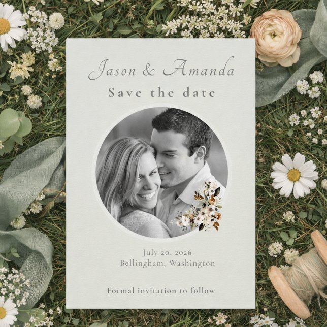 Sage Meadow Photo Save the Date Card (Creator Uploaded)