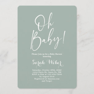 Sage minimalist modern baby shower invitation