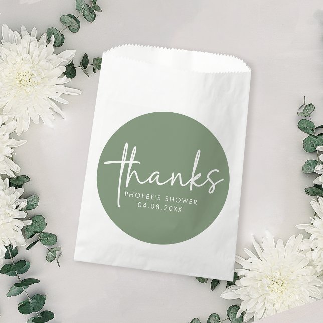 Sage Minimalist Script Bridal Shower Favour Bag (Creator Uploaded)