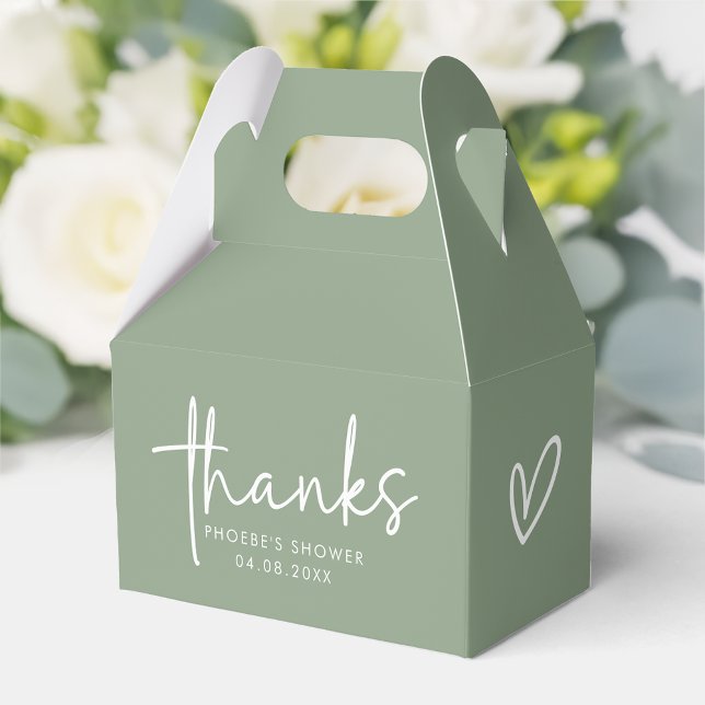 Sage Minimalist Script Bridal Shower Gable Favor Box (Creator Uploaded)