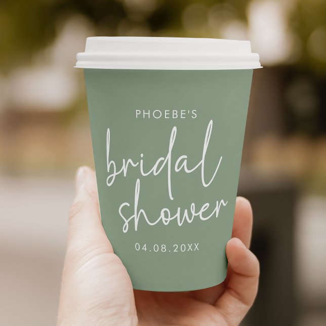 Sage Minimalist Script Bridal Shower Paper Cup (Creator Uploaded)