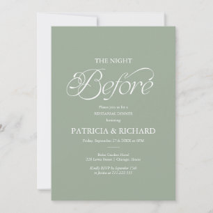 Sage Minimalist The Night Before Rehearsal Dinner Invitation