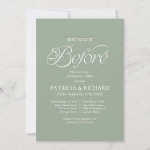 Sage Minimalist The Night Before Rehearsal Dinner Invitation