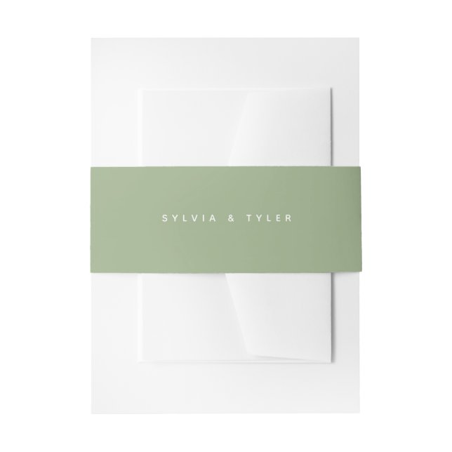 Sage Minimalist Typography Names Invitation Belly Band (Front Example)