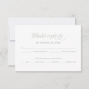 Sage Minimalist Wedding RSVP Elegant Reply Card