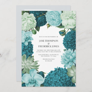 Sage Mint, Ocean Teal & Ice Bluebell Wedding Invitation