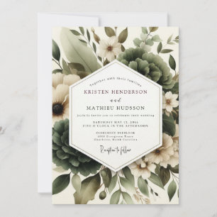 Sage Misted Foliage Wedding Invitation