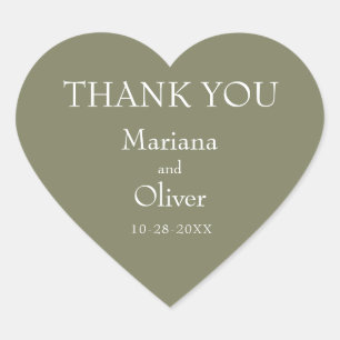Sage Modern Border Minimalist Wedding Heart Sticker