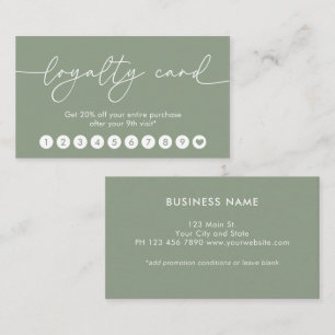 Sage Modern Elegant Script Professional Loyalty Business Card