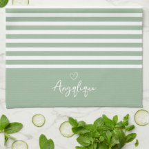 Sage Modern Heart and Stripes Monongram   