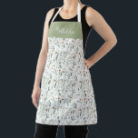 Sage modern minimal botanical elegant personalized apron<br><div class="desc">Modern minimum foliage green script personalized apron. Hand painted eucalyptus,  minimal foliage and modern rustic rattan wreath give this design a luxurious feel. In classy greens,  browns,  black,  sage green and greys.</div>