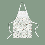 Sage modern minimal botanical elegant personalized apron<br><div class="desc">Modern minimum foliage green script personalized apron. Hand painted eucalyptus,  minimal foliage and modern rustic rattan wreath give this design a luxurious feel. In classy greens,  browns,  black,  sage green and greys.</div>