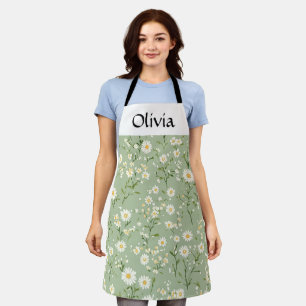 Sage modern minimal botanical elegant personalized apron