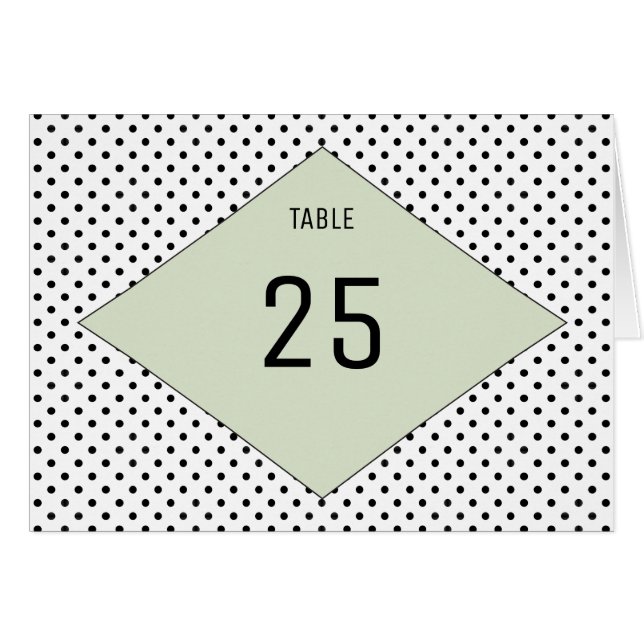 Sage Modern Polka Dots Table Number (Front Horizontal)