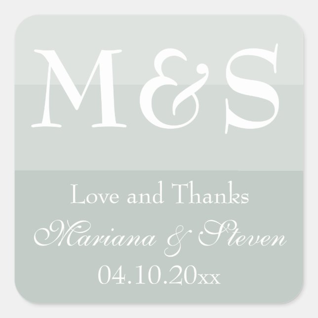 Sage Modern Script Wedding  Square Sticker (Front)