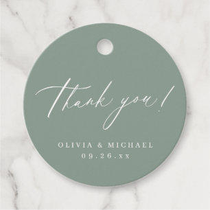 Sage modern thank you script minimalist wedding favour tags