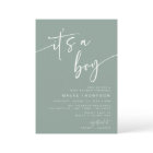Sage moderne Baby shower vert Invitation Son un ga