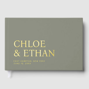 Sage Moderne Mariage Foil Livre d'invité