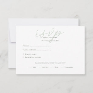Sage moderne vert QR Code Initiales Mariage RSVP C