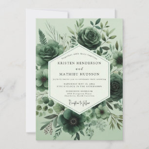 Sage Monochromatic Flora Wedding Invitation