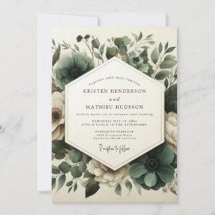 Sage Moody Anemone Wedding Invitation