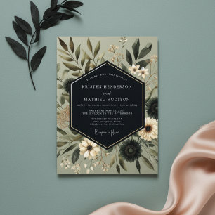Sage Moody Botanical Romance Wedding Invitation