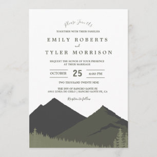 Sage Mountain Woodland Forest Wedding Invite