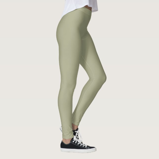 Sage Natural Green Solid Colour  Leggings (Right)