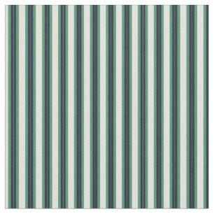 Sage, Navy & White Classic Vertical Stripes Fabric