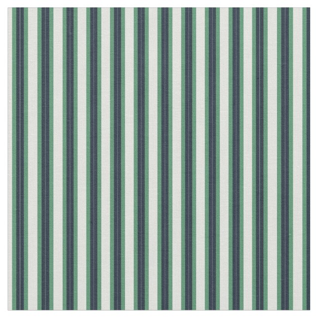  Sage, Navy & White Classic Vertical Stripes Fabric (Close Up)
