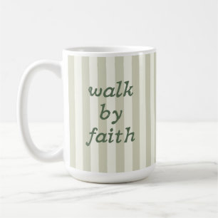 Sage Neutral Stripe Bible Verse Lettering Cozy Coffee Mug