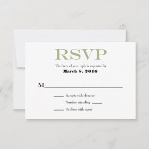 Sage Olive Blanc Plaine Mariage simple Cartes RSVP