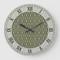 sage olive green and brown damask roman numerals