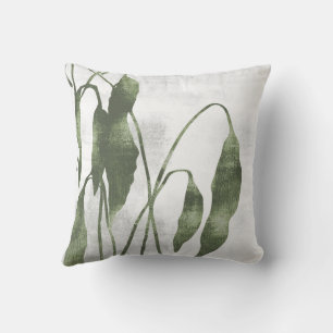 Sage Olive Green Botanical Greenery Leaves Throw Pillow