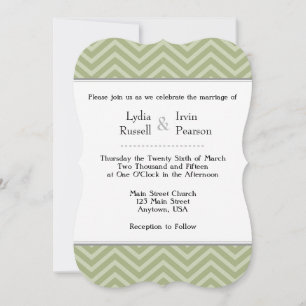 Sage Olive Green Chevron Faire-part de mariage