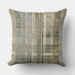 Sage Olive Green Dusty Blue Farmhouse Plaid Throw Pillow