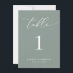 Sage Olive Green Minimalist Wedding | Event Custom Invitation<br><div class="desc">(**PLEASE NOTE: To order,  simply adjust your table number (and name/date) and add each number to your cart separately. Select "No Envelope" and then check out once you are finished.) Beautiful,  elegant,  modern and minimalist,  table number card. Fully customizable with your names (or Event Name) and Date.</div>