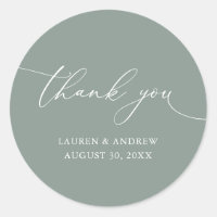 Sage Olive Green Minimalist Wedding Thank You