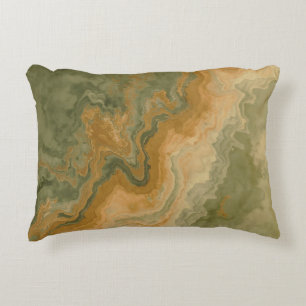 Sage Olive Green Mustard Yellow Print Accent Pillow