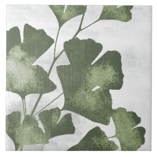 Sage Olive Green Painterly Botanical Art 04 Tile