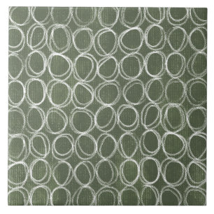Sage Olive Green Painterly Geometrical Art 02 Tile