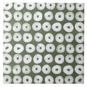 Sage Olive Green Painterly Geometrical Art 04 Tile