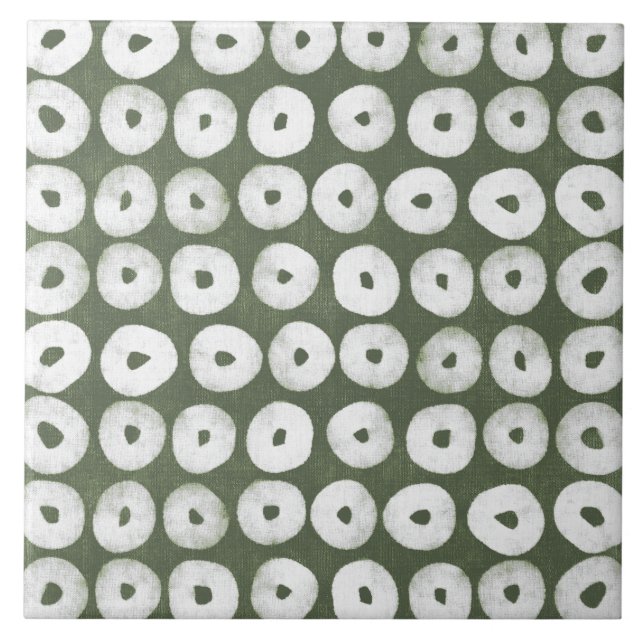 Sage Olive Green Painterly Geometrical Art 04 Tile (Front)
