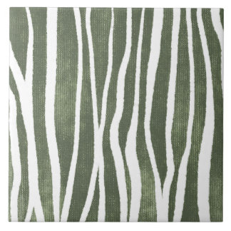 Sage Olive Green Painterly Geometrical Art 07 Tile