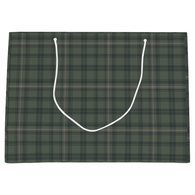 Sage Olive Green Plaid | Modern Rustic Holiday Large Gift Bag (Front)