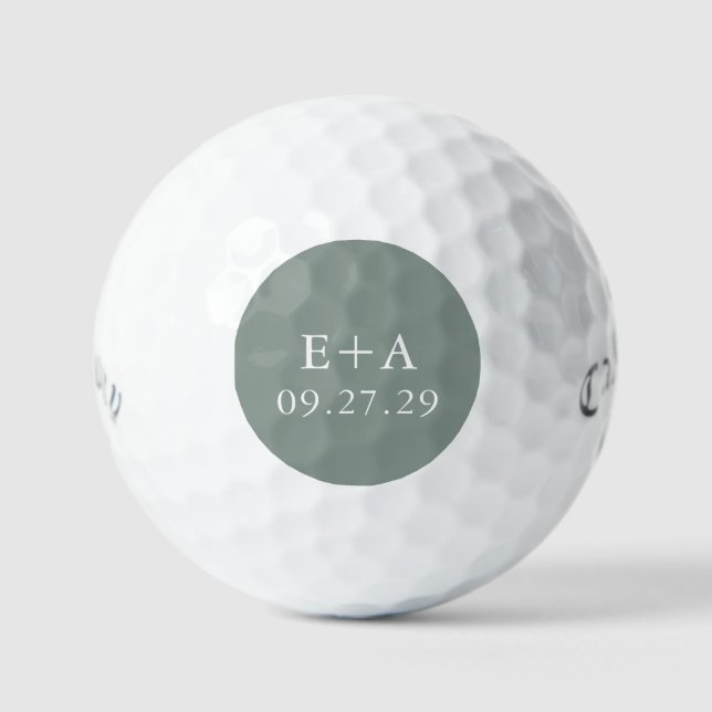 Sage Olive Green Wedding Personalized Golf Balls (Front)