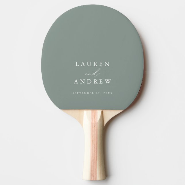 Sage Olive Green Wedding Personalized Ping Pong Paddle (Front)