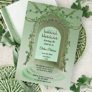 Sage Olive Greenery Rustic Boho Vine Bridal Shower Invitation