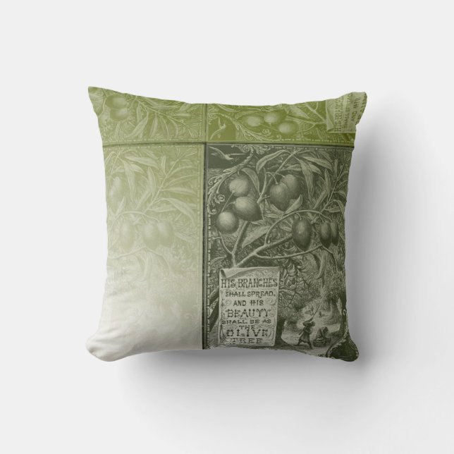 Sage Olive Tree Throw Pillow (Front)